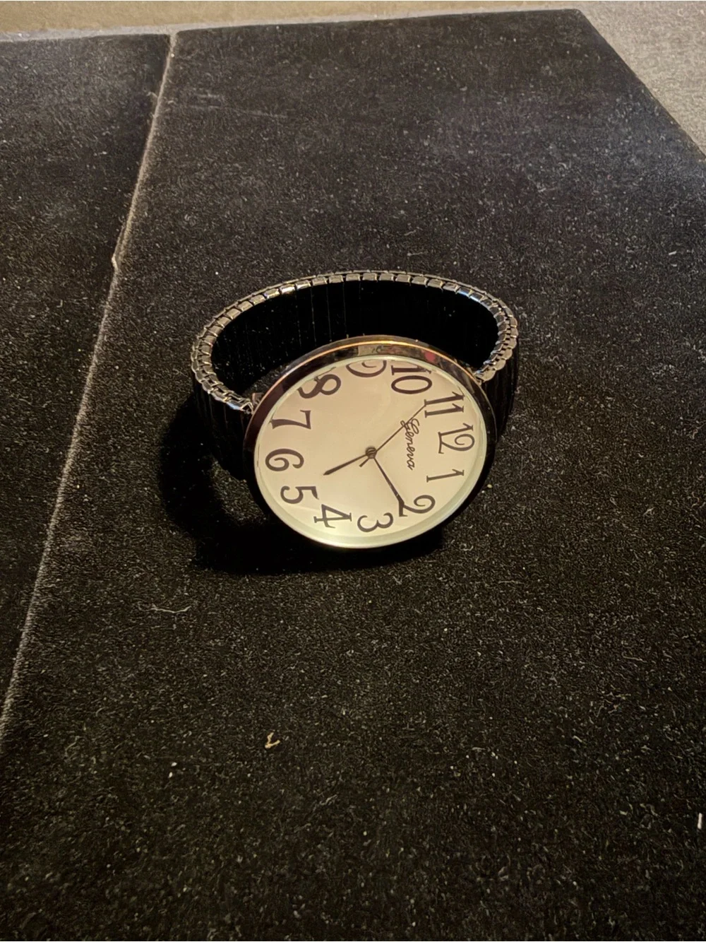 Geneva Black & White Easy-Read Analog Watch